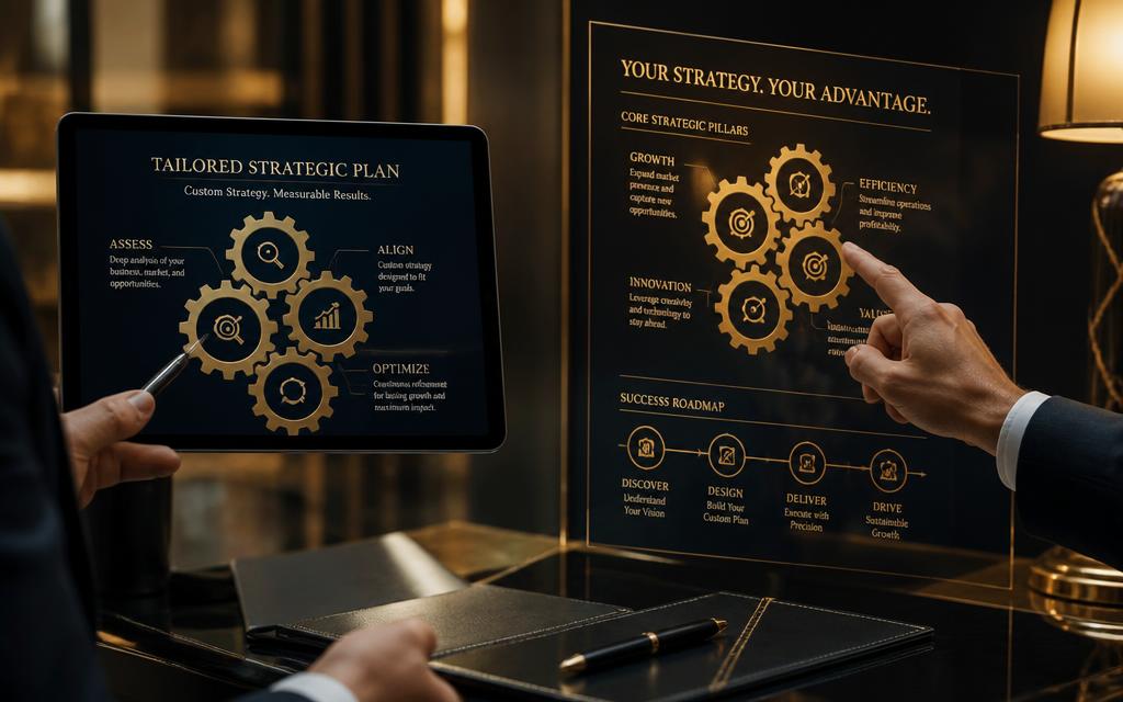 Consultor apresentando um plano estratégico sob medida