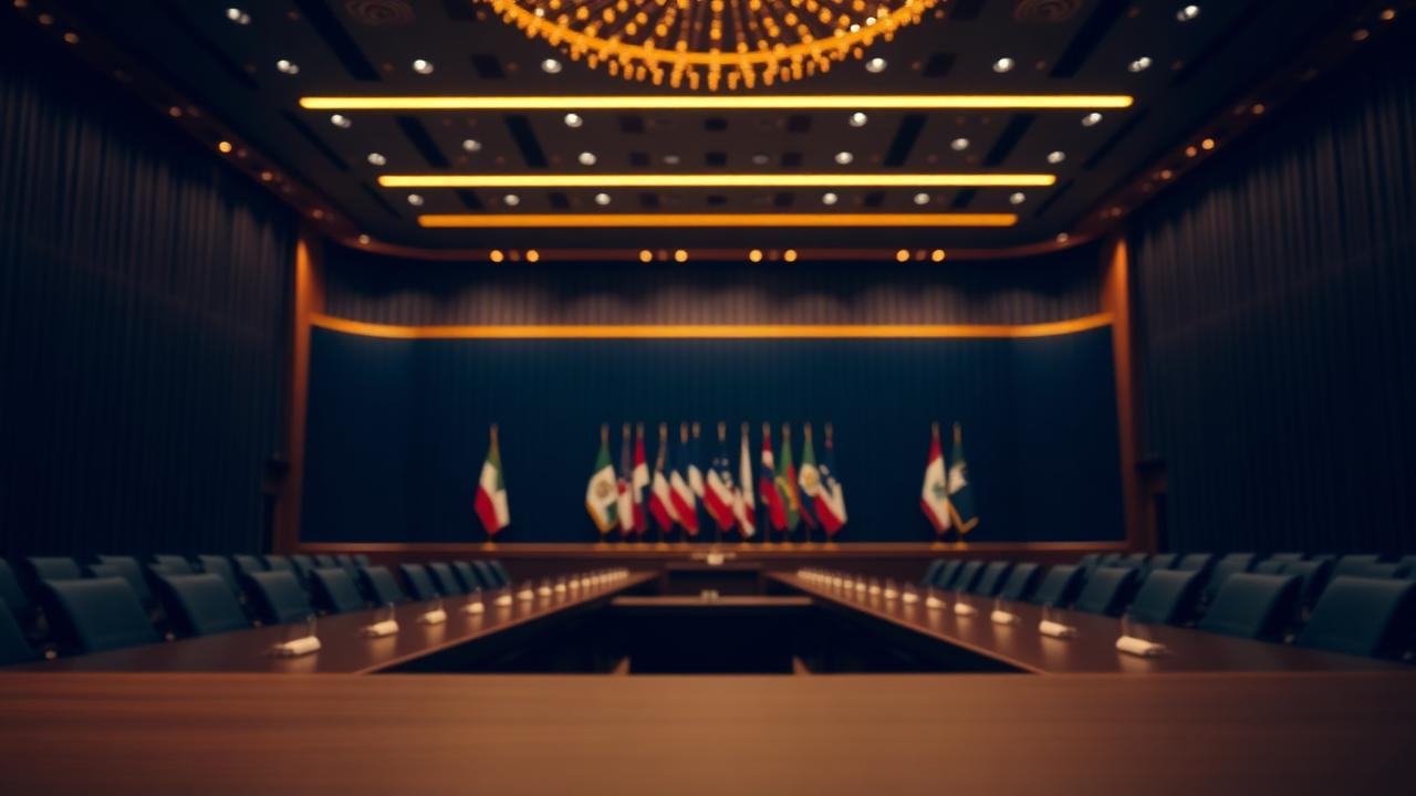 Instituição europeia sob luz dourada